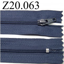 fermeture éclair longueur 20 cm couleur bleu non  séparable zip nylon largeur 2.5 cm