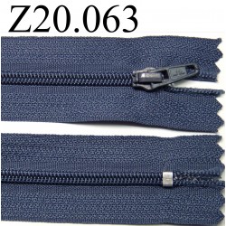 fermeture éclair longueur 20 cm couleur bleu non séparable zip nylon largeur 2.5 cm