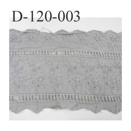 Destockage dentelle broderie anglaise attention très froissé à repasser motif fleurs 100 % coton noir 120 mm prix au mètre