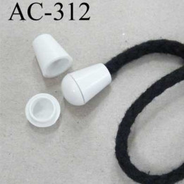 arrêt stop cordon avec embout bouchon pvc couleur blanc cassé pour cordon de 5 mm  ou moins de diamètre prix à l'unité