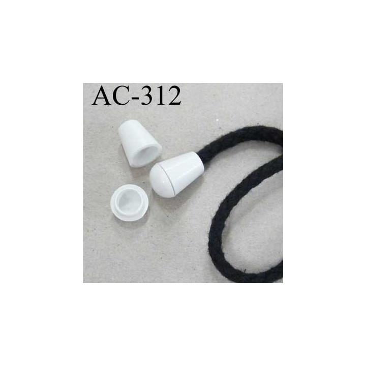 arrêt stop cordon avec embout bouchon pvc couleur blanc cassé pour cordon de 5 mm  ou moins de diamètre prix à l'unité