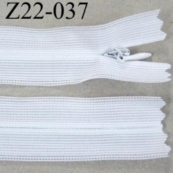 fermeture zip à glissière invisible blanche longueur 22 cm largeur 2.5 cm couleur blanc blanc non séparable glissière 4 mm