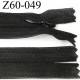 fermeture zip à glissière invisible noir longueur 60 cm largeur 2.5 cm couleur noir non séparable largeur de glissière 4 mm
