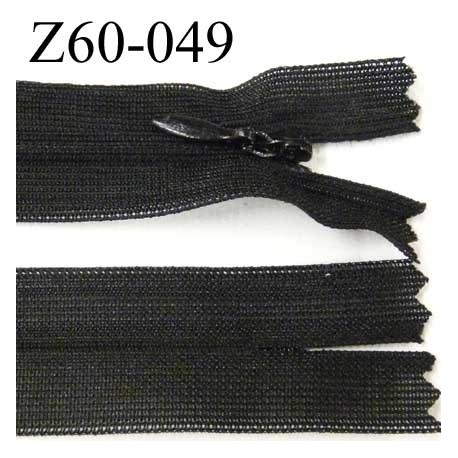 fermeture zip à glissière invisible noir longueur 60 cm largeur 2.5 cm couleur noir non séparable largeur de glissière 4 mm