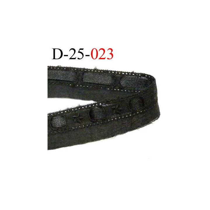 dentelle broderie anglaise  galon coton et ruban synthétique brillant  couleur  noir largeur 25 mm prix au mètre