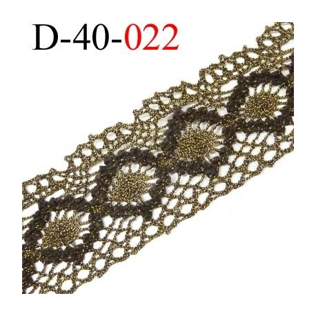 dentelle crochet style ancien en coton et synthétique largeur 40 mm couleur noir et vieille or doré prix au mètre 