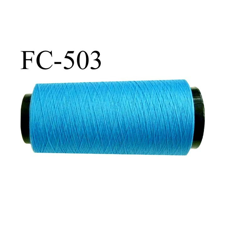 Cone de fil mousse polyamide fil n° 180 couleur bleu  longueur du cone 2000 mètres bobiné en France