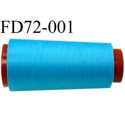 destockage Cone de fil mousse polyamide n° 140 couleur bleu turquoise longueur 2000 mètres bobiné en France