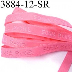 élastique de marque sonia rykiel inscription en surpiquage couleur rose largeur 12 mm vendue au mètre