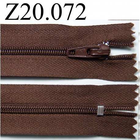 fermeture éclair longueur 20 cm couleur marron non séparable zip nylon largeur 2.5 cm