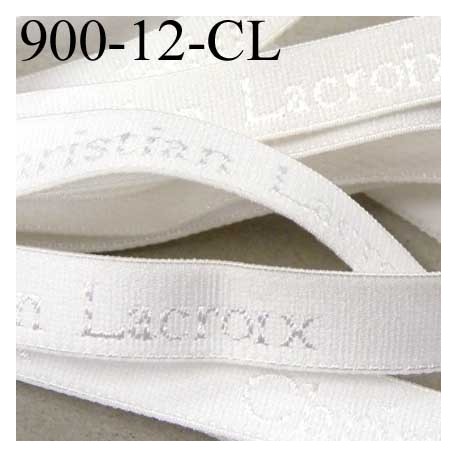 Elastique de marque Christian Lacroix inscription en surpiquage couleur blanc largeur 12 mm prix au mètre