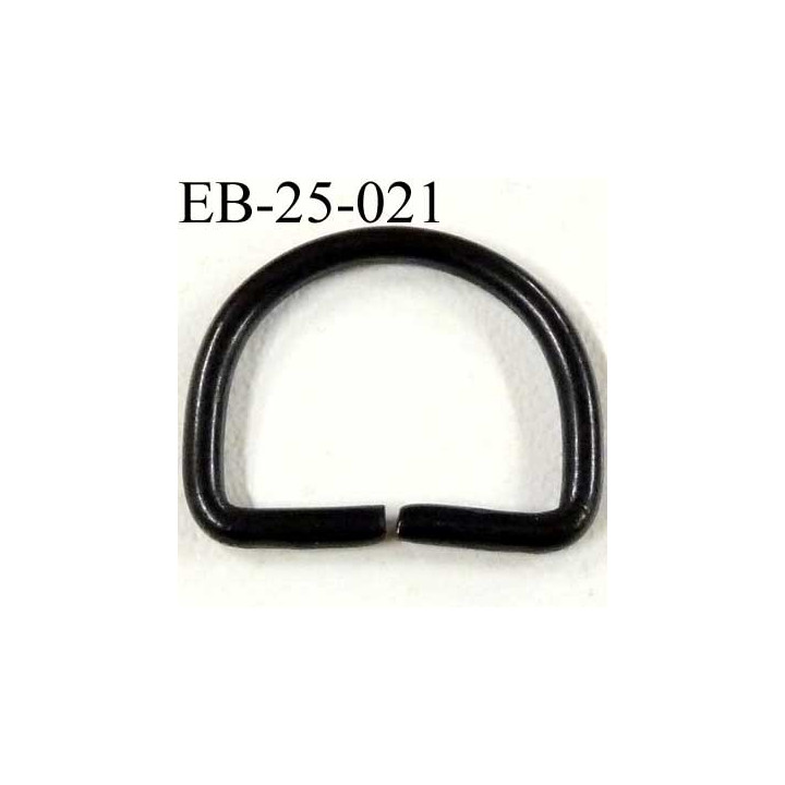 Boucle étrier demi rond métal couleur noir brillant largeur extérieur 2.5 cm intérieur 2 cm idéal sangle de 2 cm hauteur 2 cm