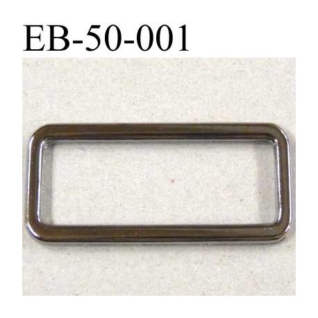 Boucle etrier rectangle en métal couleur acier chromé largeur extérieur 5.2 cm intér 4.6 cm hauteur extér 2.3 cm intér 1.5 cm
