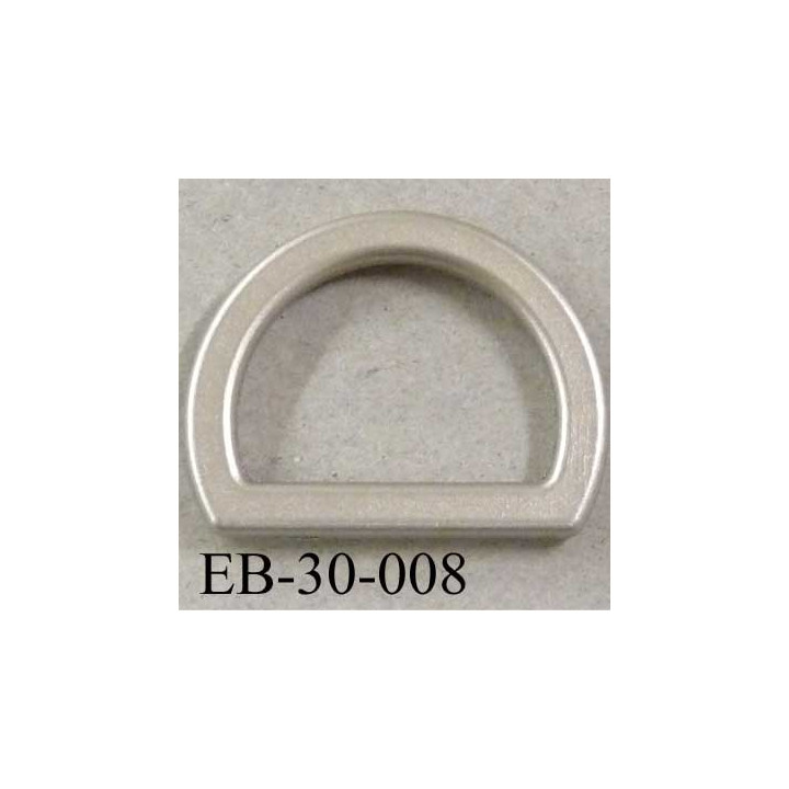 Boucle étrier demi rond en pvc couleur gris argent largeur extérieur 3 cm intérieur 2.2 cm idéal sangle de 2 cm hauteur 2.2 cm
