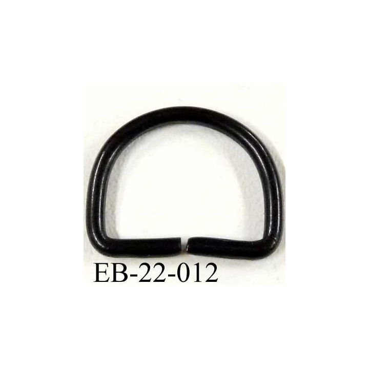 Boucle étrier demi rond métal couleur noir brillant largeur extérieur 2.1 cm intérieur 1.7 cm idéal sangle 1.5 cm hauteur 1.8 cm