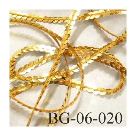 galon ruban sequin magnifique largeur 6 mm couleur or doré très brillant prix au mètre 