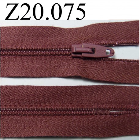 fermeture éclair longueur 20 cm couleur bordeau clair non séparable zip nylon largeur 2.5 cm