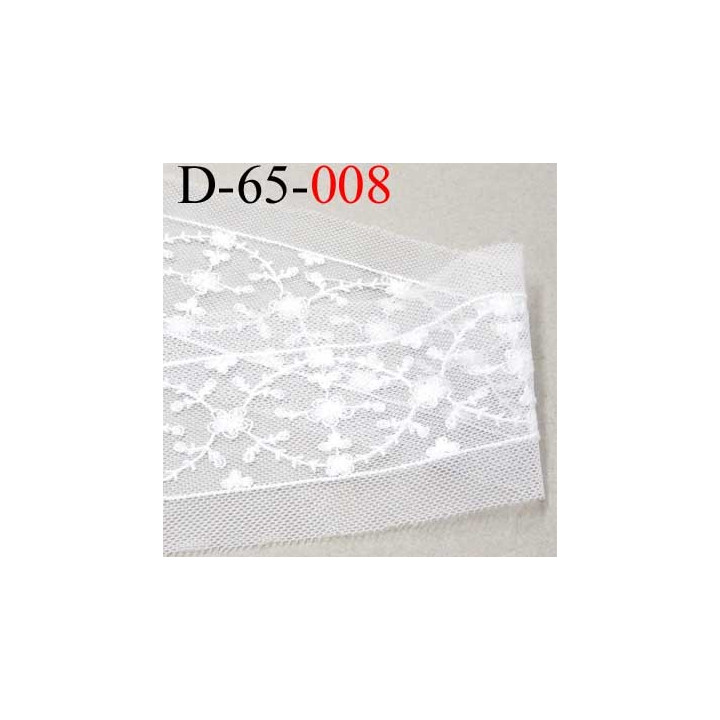 dentelle gallon tulle nid d'abeille synthétique  couleur blanc lumineux largeur 65 mm  largeur du motif 38 mm prix au mètre