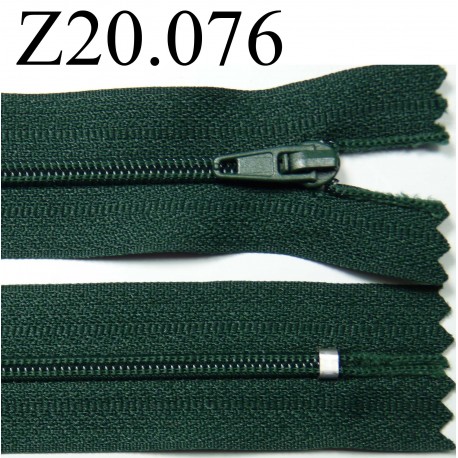 fermeture éclair longueur 20 cm couleur vert non séparable zip nylon largeur 2.5 cm