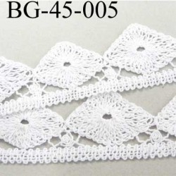 galon dentelle crochet largeur 45 mm en coton couleur blanc