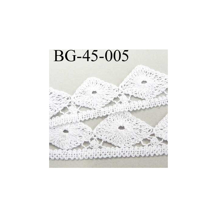 galon dentelle crochet largeur 45 mm en coton couleur blanc