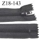 fermeture zip de marque longueur 18 cm couleur gris anthracite largeur 2.9 cm non séparable glissière nylon largeur 4 mm