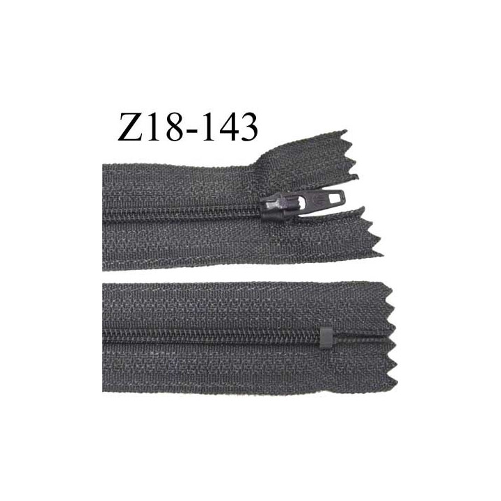 fermeture zip de marque longueur 18 cm  couleur gris anthracite largeur 2.9 cm  non séparable  glissière nylon largeur 4 mm