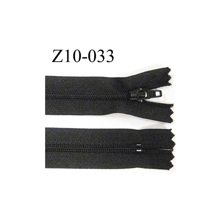 fermeture zip longueur 10 cm couleur noir non séparable largeur 2.4 cm glissière nylon largeur  4 mm