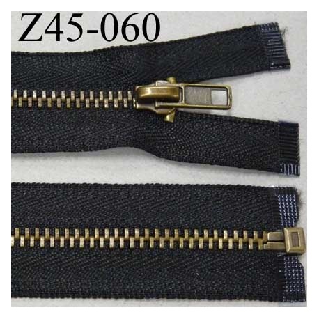 fermeture zip à glissière longueur 45 cm couleur noir séparable largeur 3.2 cm glissière métal laiton largeur 5 mm