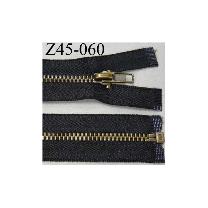 fermeture zip à glissière longueur 45 cm couleur noir séparable largeur 2.8 cm glissière métal laiton largeur 5 mm