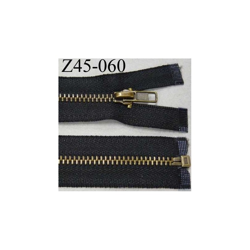 Fermeture zip à glissière en métal longueur 45 cm couleur noir séparable  largeur 3.6 cm zip glissière largeur 7.5 mm