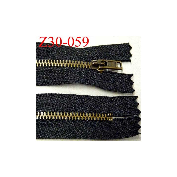 fermeture zip à glissière en métal  longueur 30 cm couleur noir non séparable  largeur 2.8 cm glissière largeur 5 mm