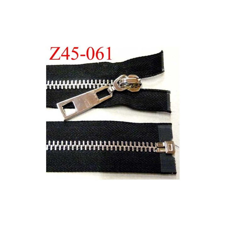 fermeture zip longueur 45 cm couleur noir séparable superbe largeur 3,8 cm largeur de la glissière métal chromé largeur 8 mm