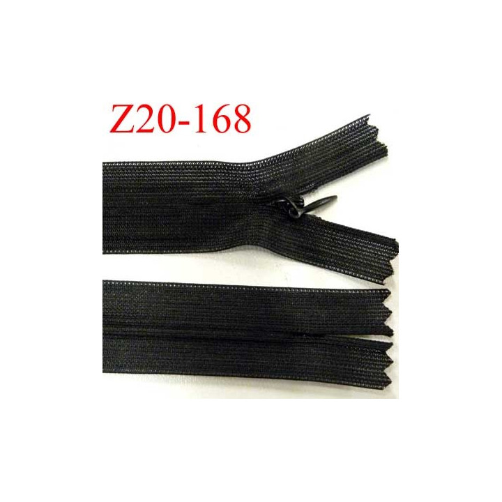fermeture zip invisible longueur 20 cm couleur noir non séparable zip nylon largeur 2,5 cm