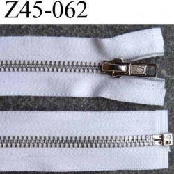 fermeture zip glissière longueur 45 cm couleur blanc  séparable largeur 3.2 cm glissière métal alu largeur de la glissière  6 mm