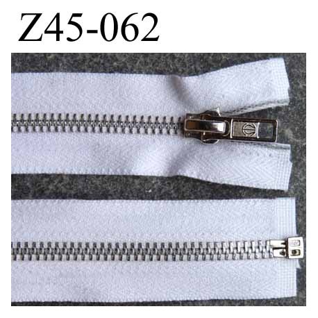 fermeture zip glissière longueur 45 cm couleur blanc séparable largeur 3.2 cm glissière métal alu largeur de la glissière 6 mm