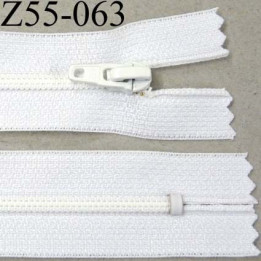 fermeture zip à glissière longueur 55 cm couleur blanc non séparable largeur 2.5 cm glissière nylon largeur 4 mm