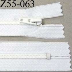 fermeture zip à glissière longueur 55 cm couleur blanc non séparable largeur 2.5 cm glissière nylon largeur 4 mm