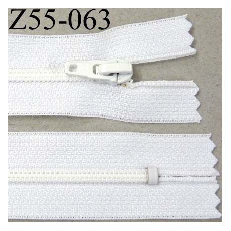 fermeture zip à glissière longueur 55 cm couleur blanc non séparable largeur 2.5 cm glissière nylon largeur 4 mm