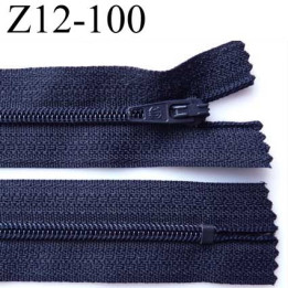fermeture zip  à glissière longueur 12 cm couleur bleu marine non séparable largeur 2.5 cm glissière nylon  zip du 4 mm
