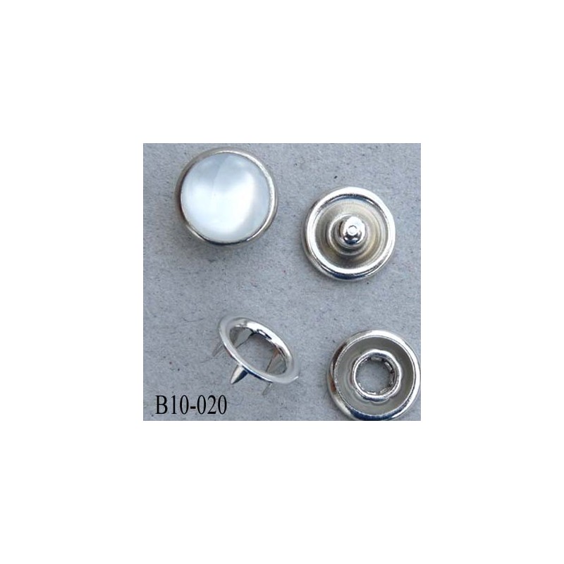 bouton pression à griffe métal chromé couleur façon nacre cristal 5 griffes  diamètre 10 mm ensemble de 4 pièces par bouton - mercerie-extra