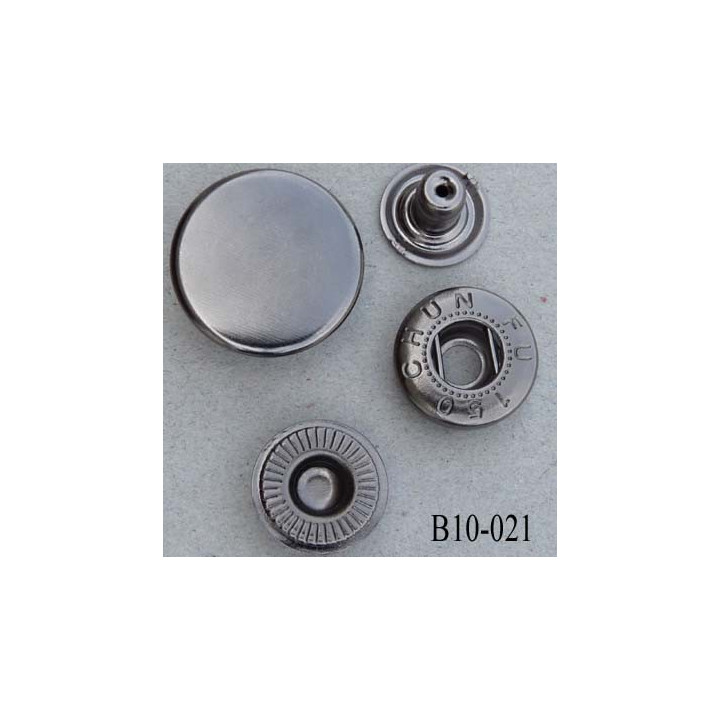 bouton pression 10 mm métal couleur acier brillant diamètre 10 mm ensemble de 4 pièces par bouton