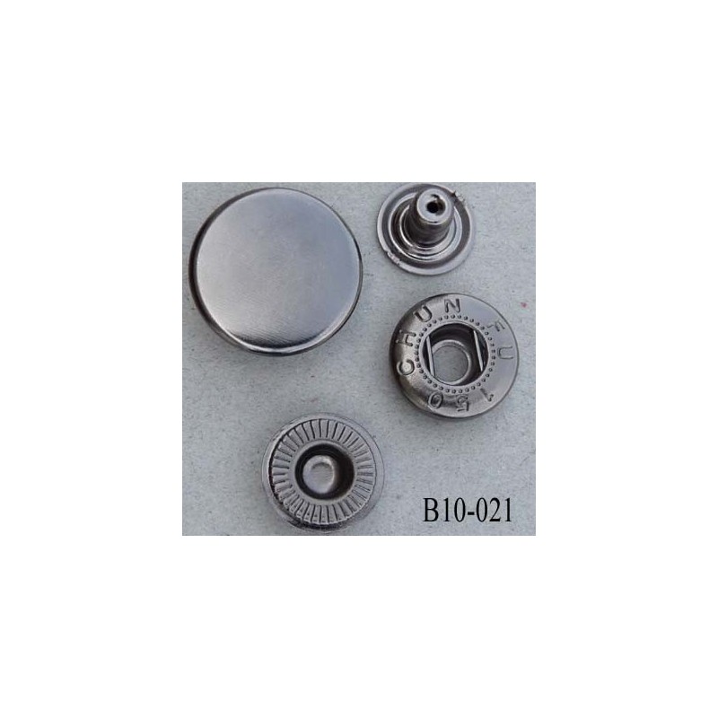 Boutons pression 10 sets en métal argent rond 15 mm boutons