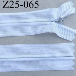 fermeture zip à glissière invisible longueur 25 cm couleur blanc non séparable largeur 2.3 cm glissière nylon largeur 4 mm