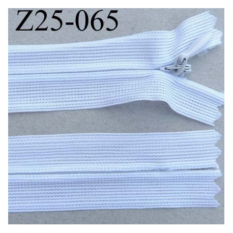 fermeture zip à glissière invisible longueur 25 cm couleur blanc non séparable largeur 2.3 cm glissière nylon largeur 4 mm