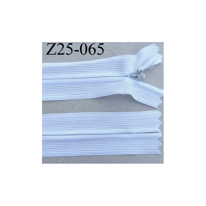 fermeture zip à glissière invisible  longueur 25 cm couleur blanc non séparable largeur 2.3 cm glissière nylon largeur 4 mm
