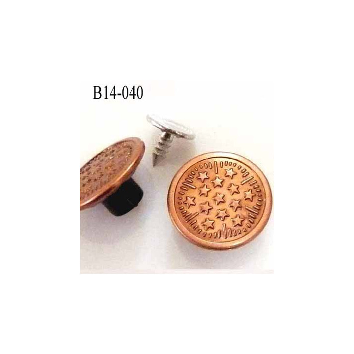 Bouton pour jeans 14 mm en métal couleur cuivre lumineux avec le clou 14 millimètre prix pour le clou et le bouton