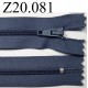 fermeture éclair longueur 20 cm couleur gris non séparable zip nylon largeur 2,5 cm
