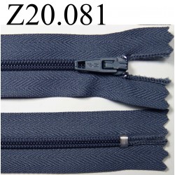 fermeture zip longueur 20 cm couleur bleu non séparable zip nylon largeur 2,5 cm