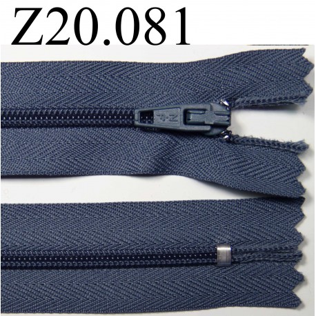 fermeture éclair longueur 20 cm couleur bleu non séparable zip nylon largeur 2,5 cm